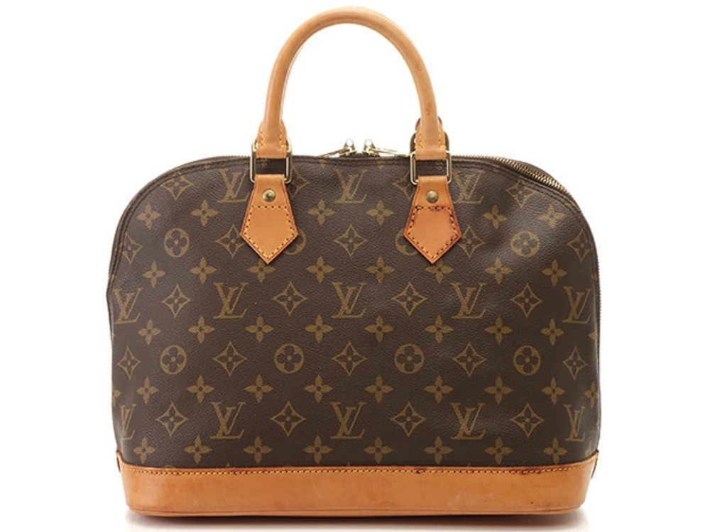 LOUIS VUITTON Alma Monogram Handbag Leather Brown